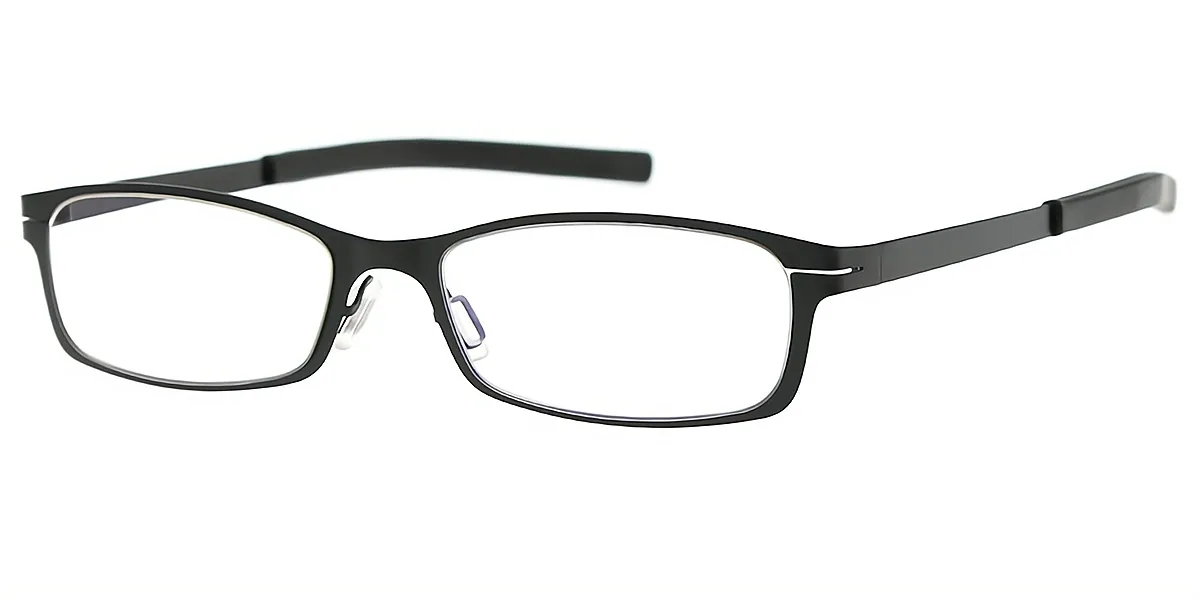 Black Rectangle Simple Metal Eyeglasses