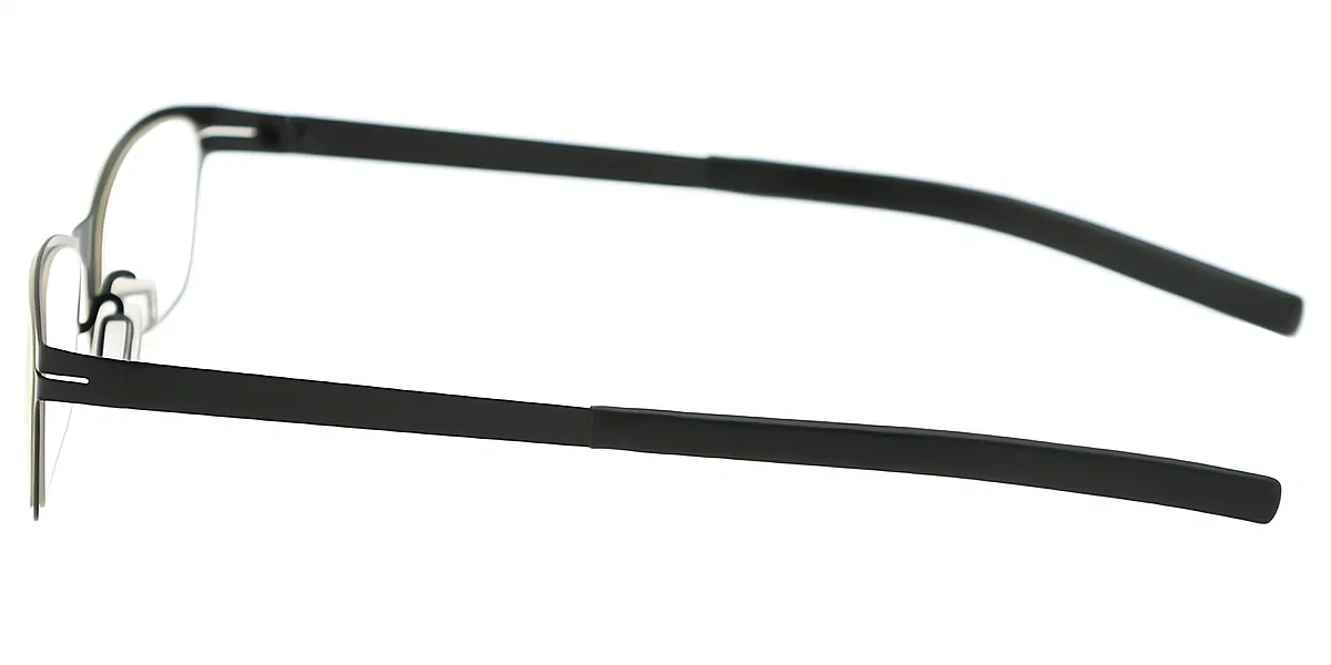 Black Rectangle Simple Metal Eyeglasses