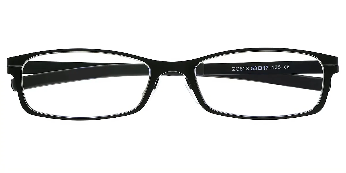 Black Rectangle Simple Metal Eyeglasses