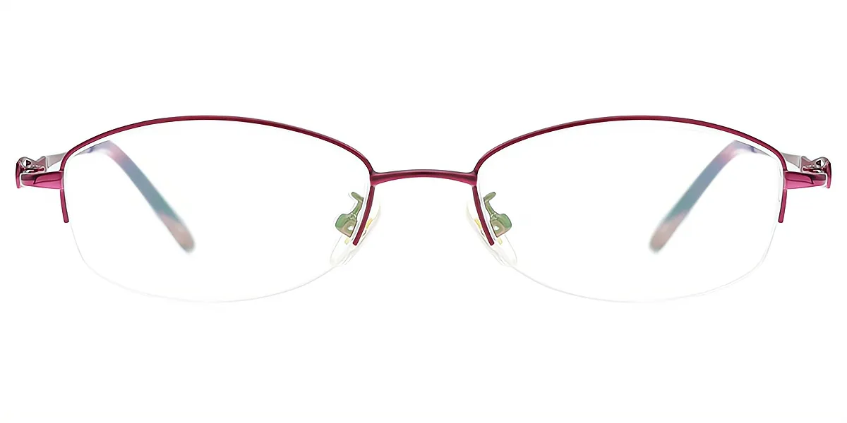 Purple Oval Simple Elegant Metal Eyeglasses