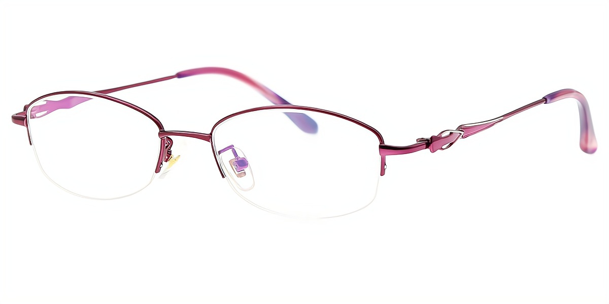 Purple Oval Simple Elegant Metal Eyeglasses