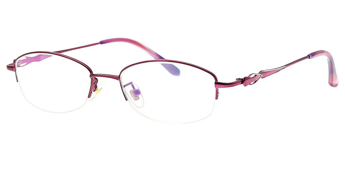 Purple Oval Simple Elegant Metal Eyeglasses