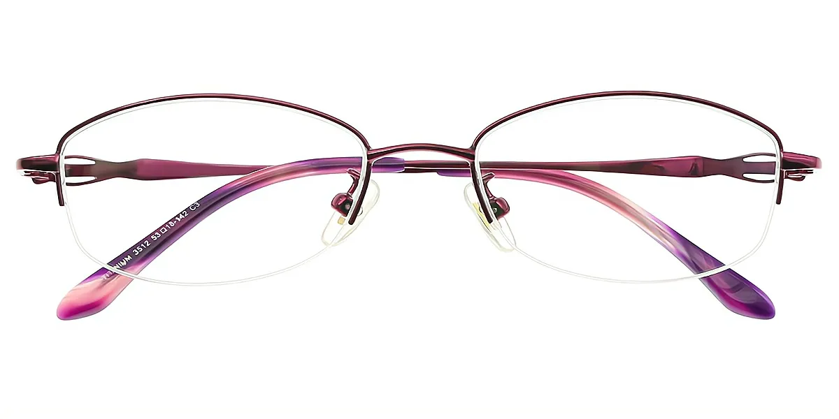 Purple Oval Simple Elegant Metal Eyeglasses