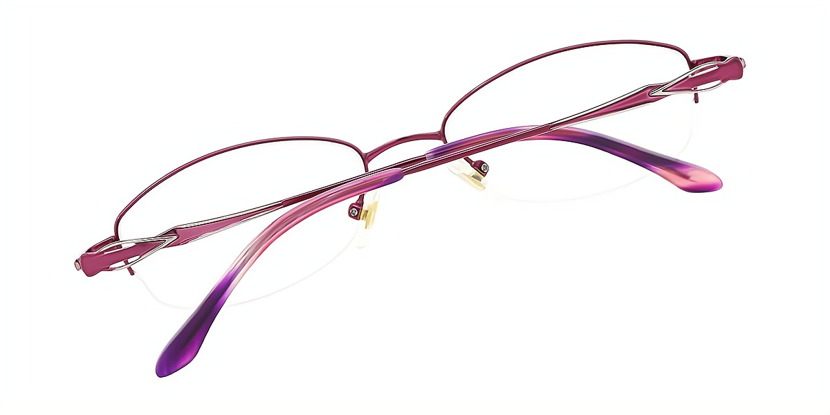 Purple Oval Simple Elegant Metal Eyeglasses
