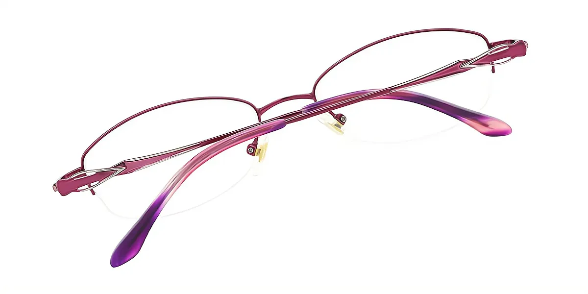 Purple Oval Simple Elegant Metal Eyeglasses