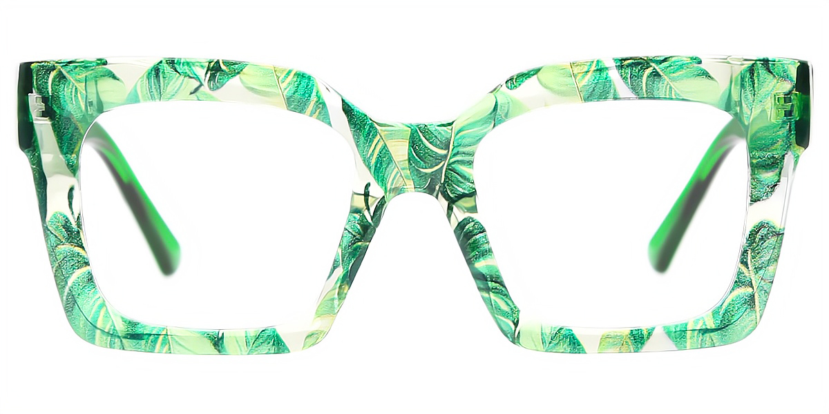 Green Square Unique Oversized Plastic Eyeglasses