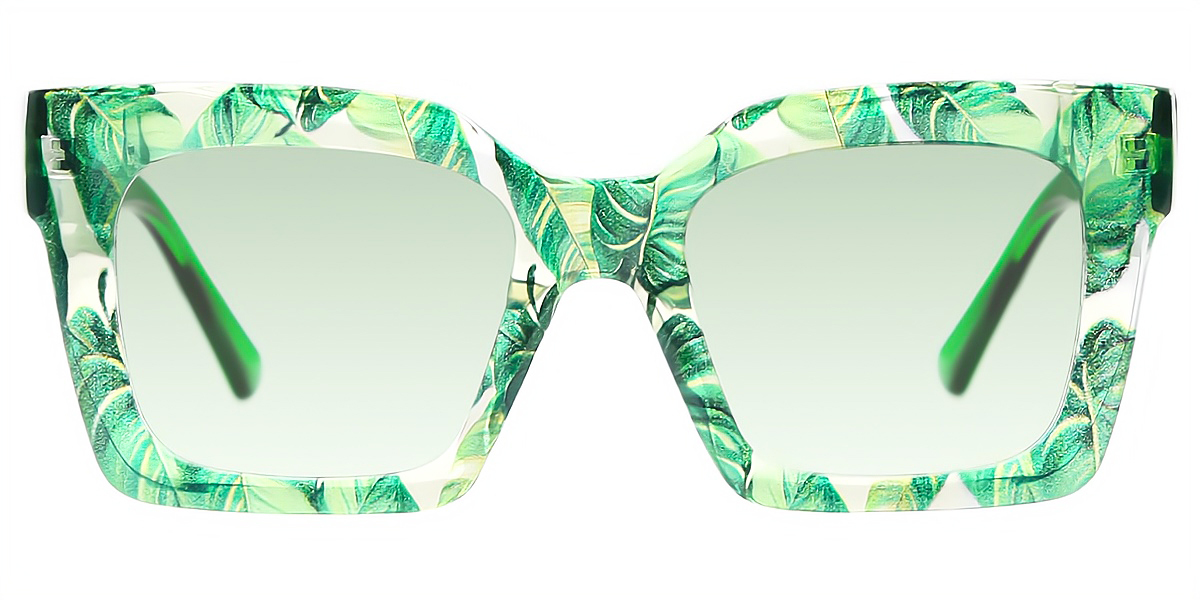 Green Square Unique Oversized Plastic Eyeglasses