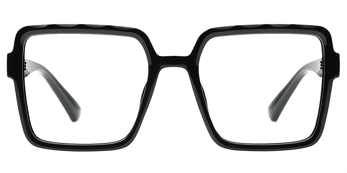 Black Square Chic Oversized Plastic Eyeglasses