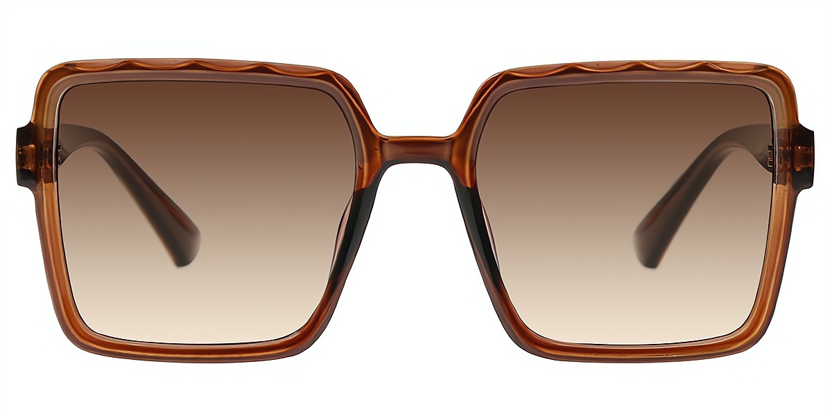 Brown Square Chic Oversized Plastic Eyeglasses