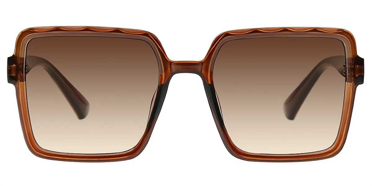 Brown Square Chic Oversized Plastic Eyeglasses