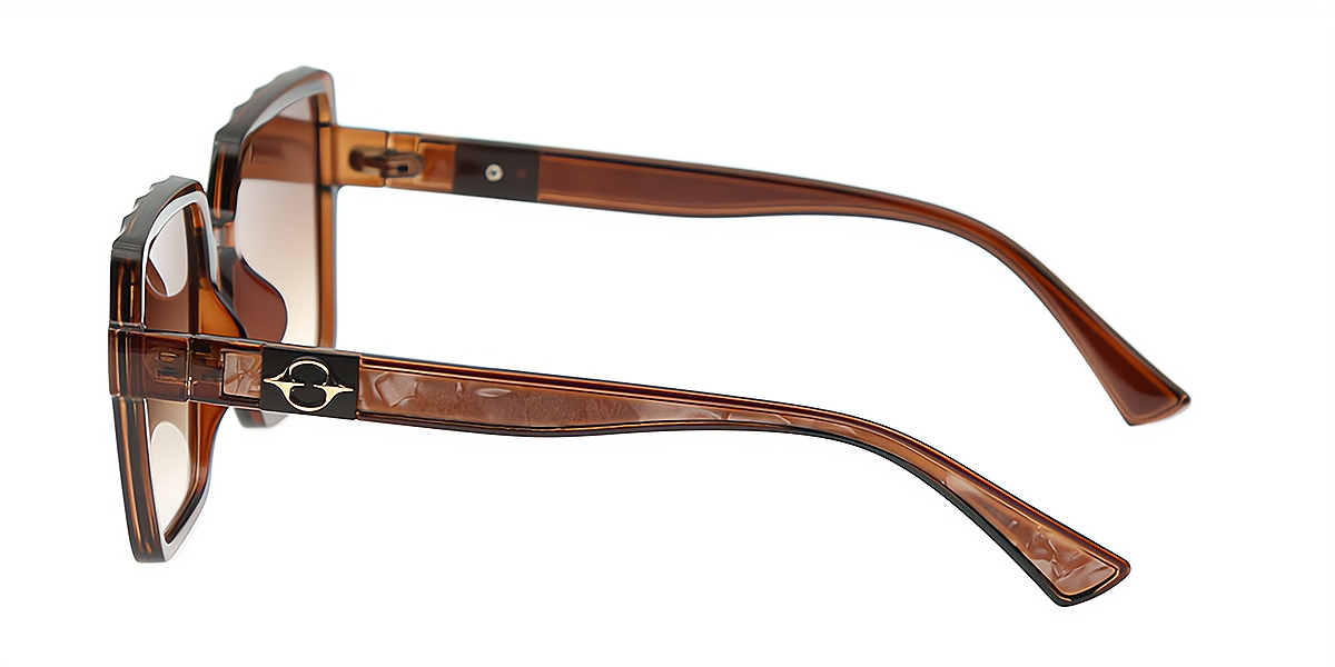 Brown Square Chic Oversized Plastic Eyeglasses