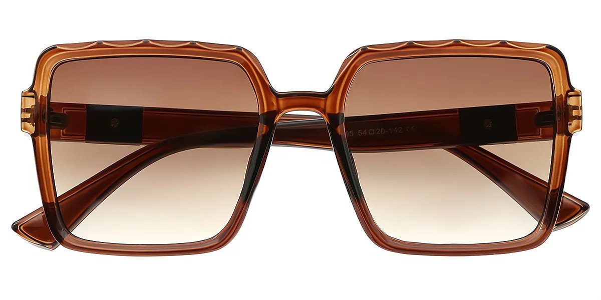 Brown Square Chic Oversized Plastic Eyeglasses