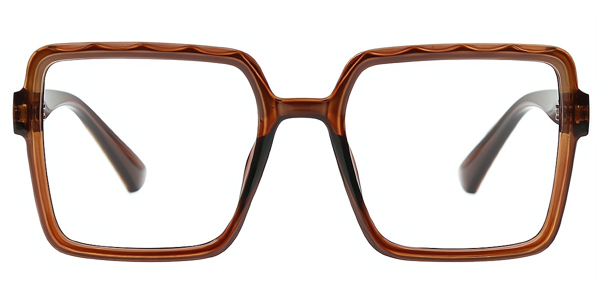 Brown Square Chic Oversized Plastic Eyeglasses