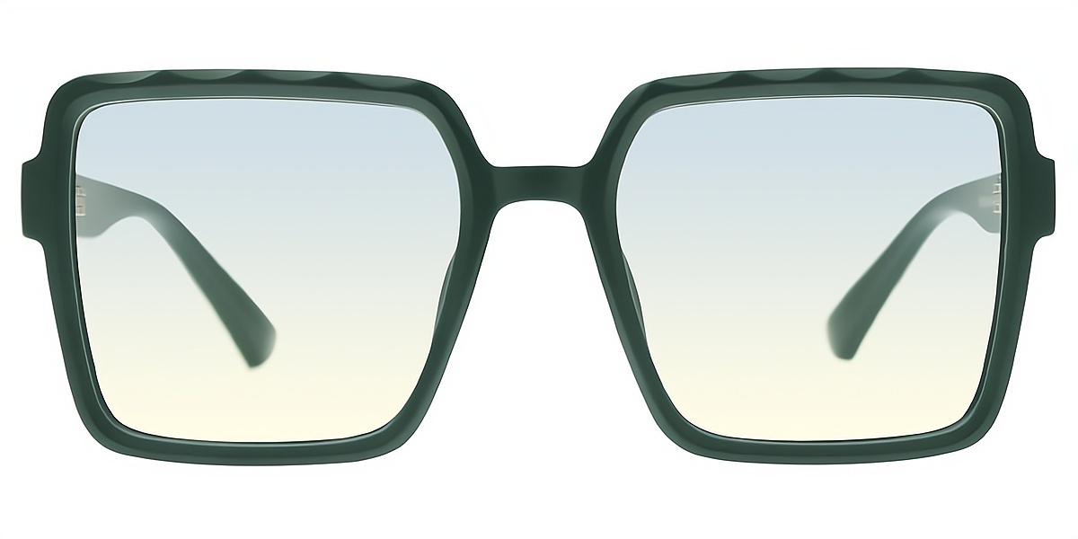 Green Square Chic Oversized Plastic Eyeglasses