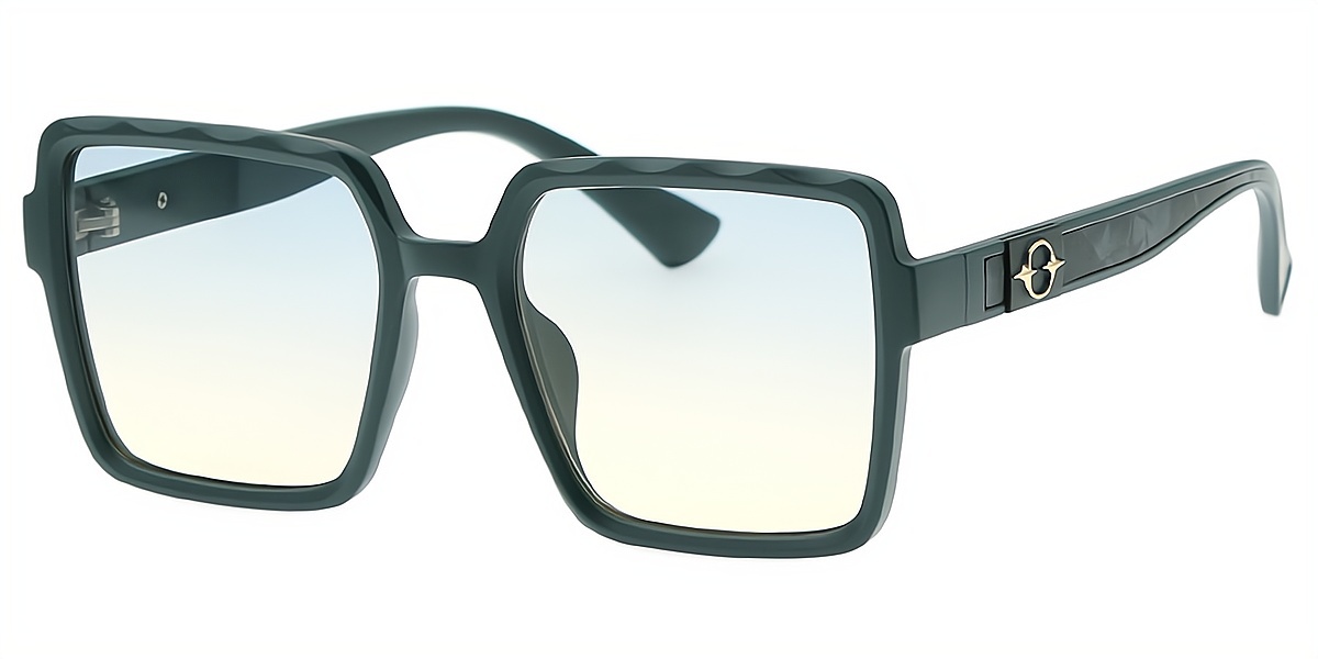 Green Square Chic Oversized Plastic Eyeglasses