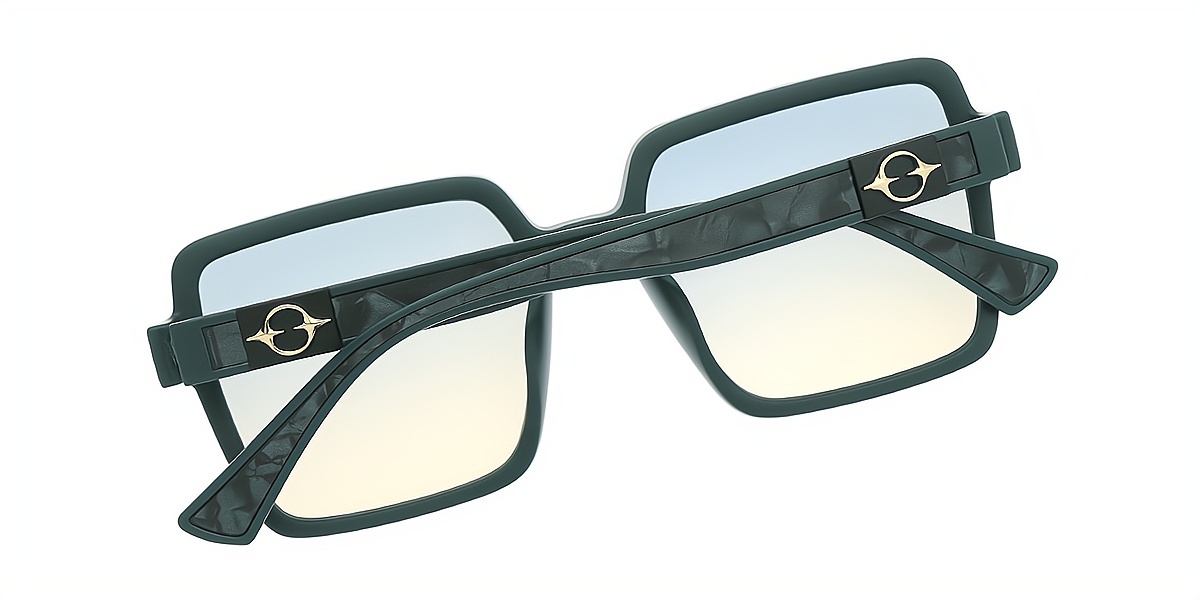 Green Square Chic Oversized Plastic Eyeglasses