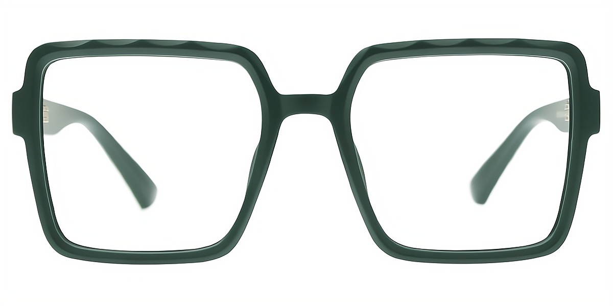 Green Square Chic Oversized Plastic Eyeglasses