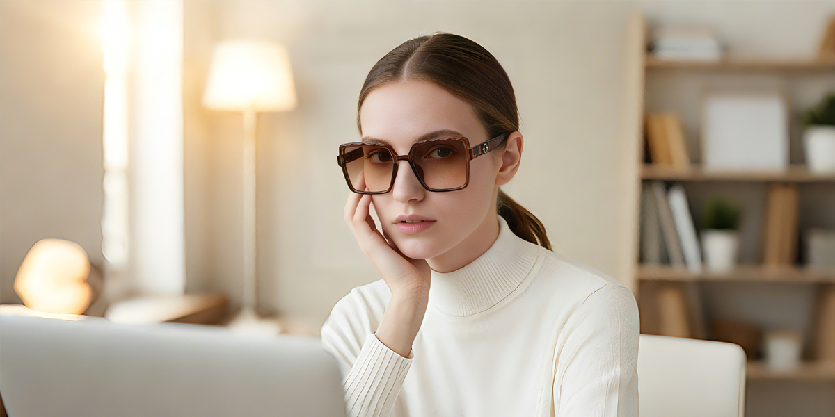Brown Square Chic Oversized Plastic Eyeglasses