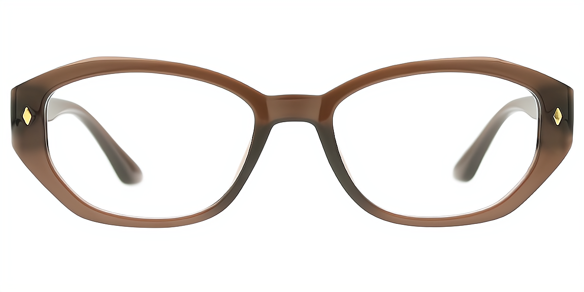 Brown Geometric Geek-Chic TR90 Eyeglasses