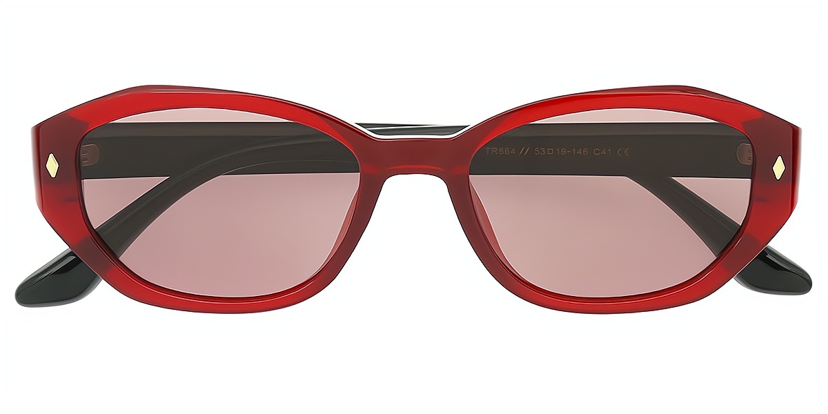 Red Geometric Geek-Chic TR90 Eyeglasses