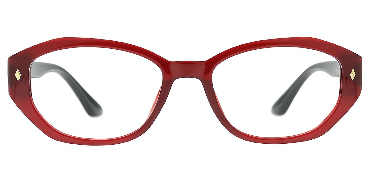 Red Geometric Geek-Chic TR90 Eyeglasses