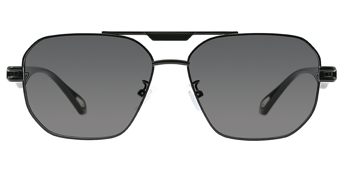 Black Aviator Chic Metal Eyeglasses
