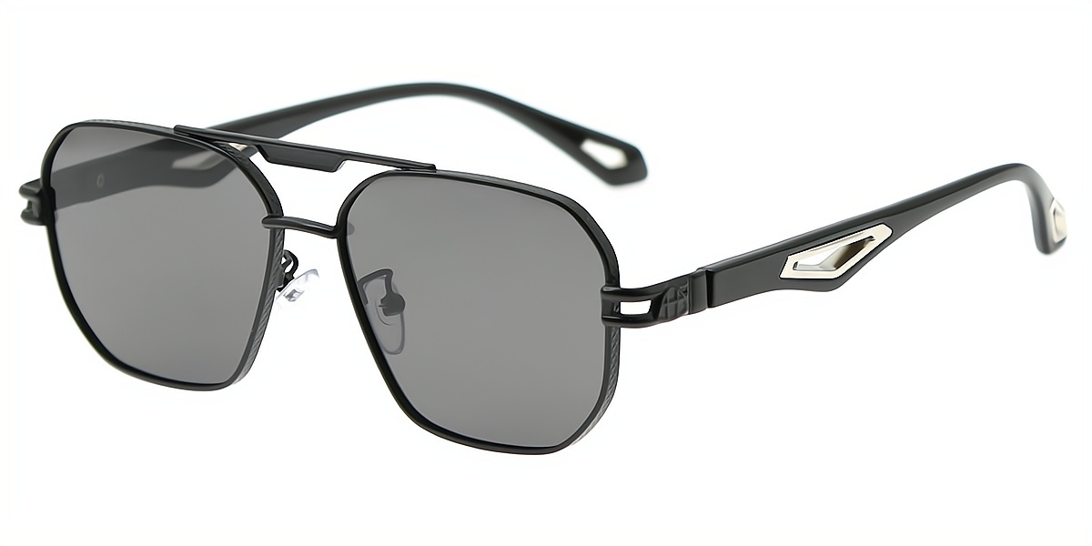 Black Aviator Chic Metal Eyeglasses