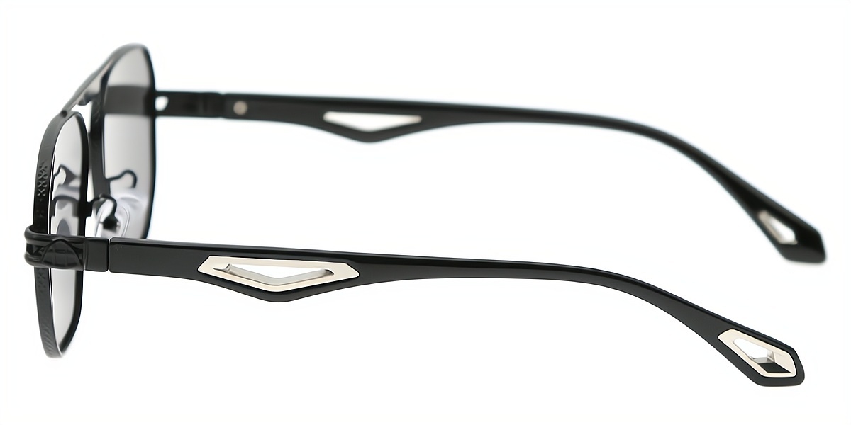 Black Aviator Chic Metal Eyeglasses