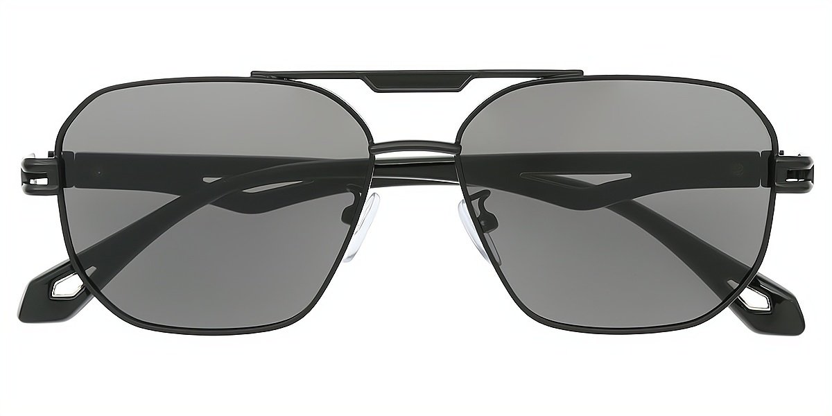 Black Aviator Chic Metal Eyeglasses