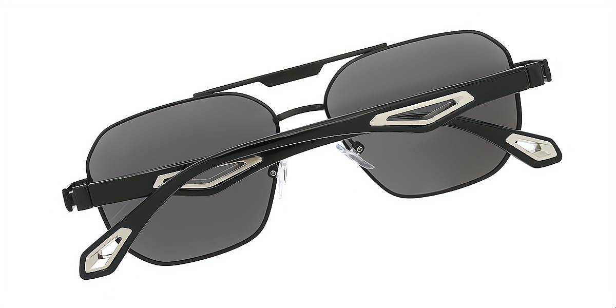 Black Aviator Chic Metal Eyeglasses