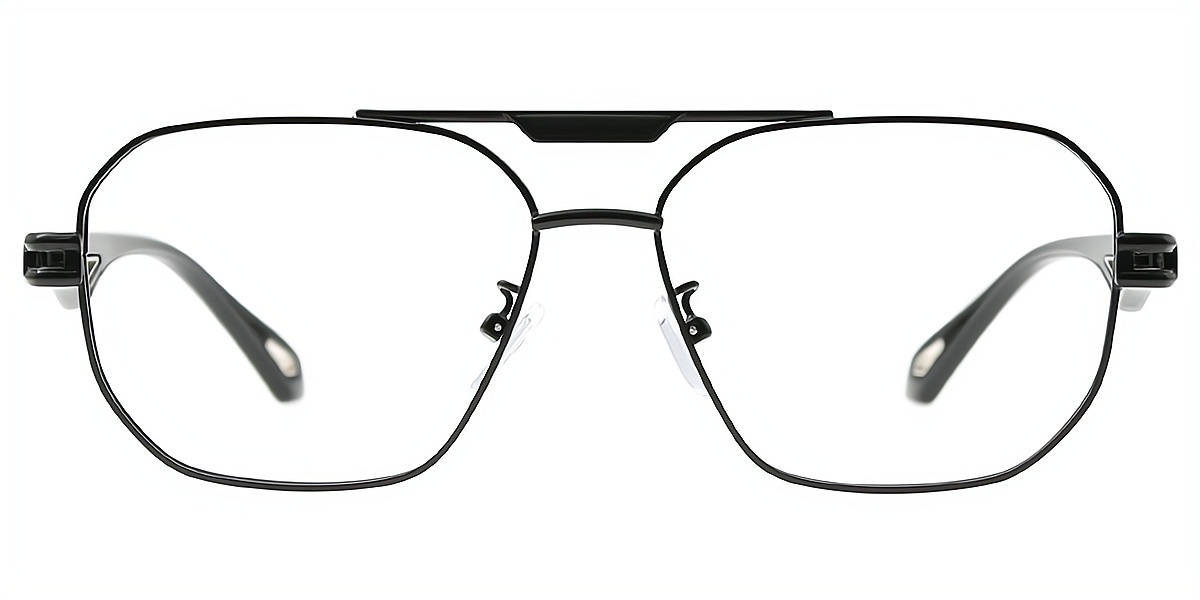 Black Aviator Chic Metal Eyeglasses