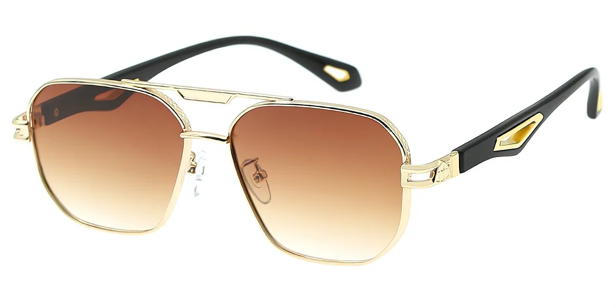 Golden Aviator Chic Metal Eyeglasses
