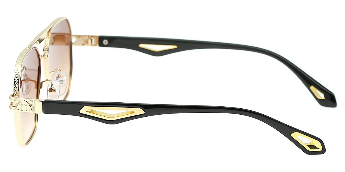 Golden Aviator Chic Metal Eyeglasses
