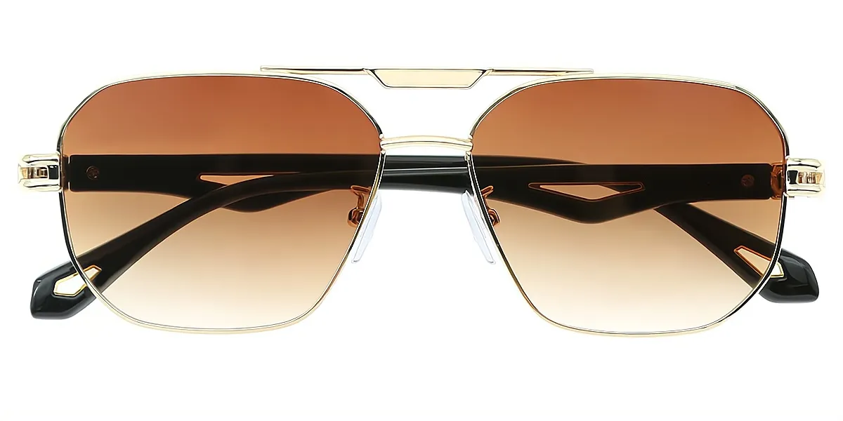 Golden Aviator Chic Metal Eyeglasses