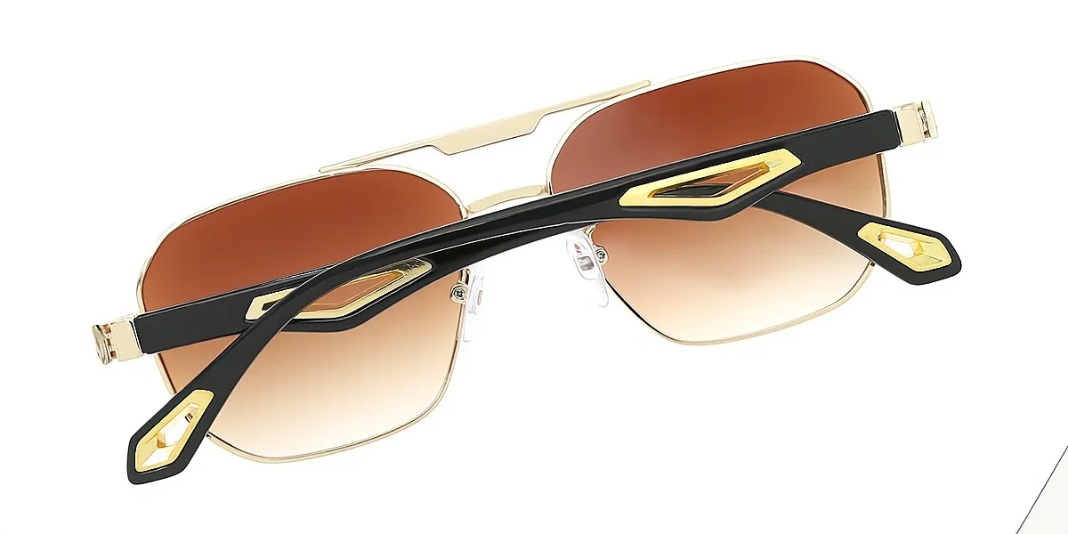 Golden Aviator Chic Metal Eyeglasses
