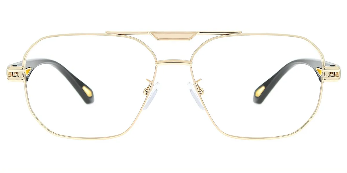 Golden Aviator Chic Metal Eyeglasses
