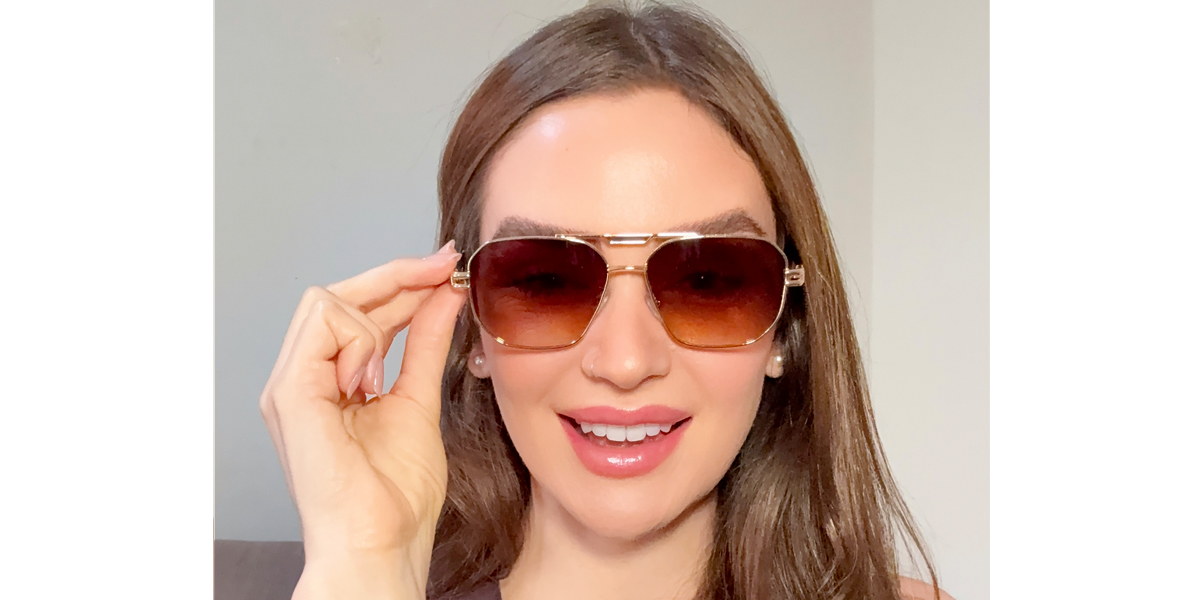 Golden Aviator Chic Metal Eyeglasses