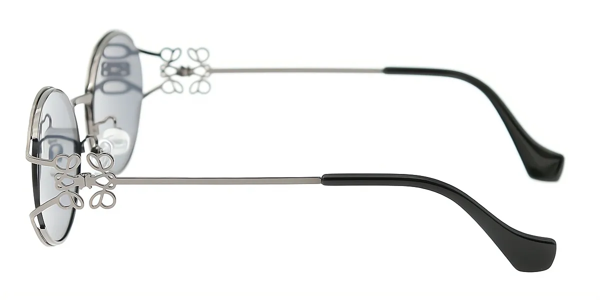 Gray Oval Sophisticated Metal Eyeglasses