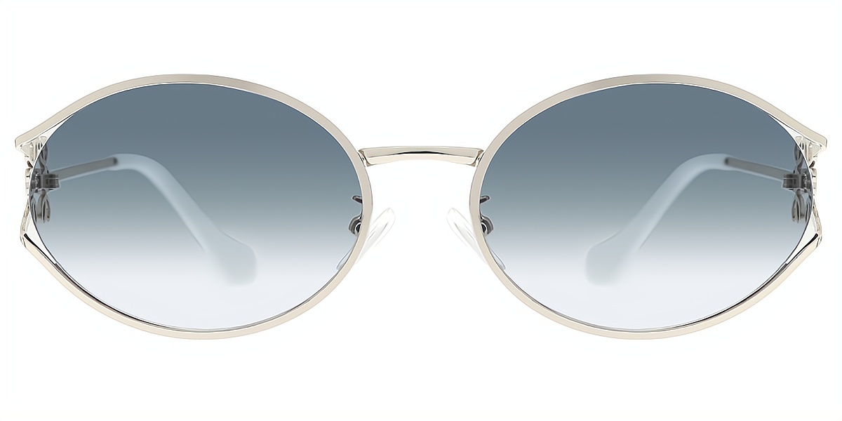 Silver Oval Sophisticated Metal Eyeglasses
