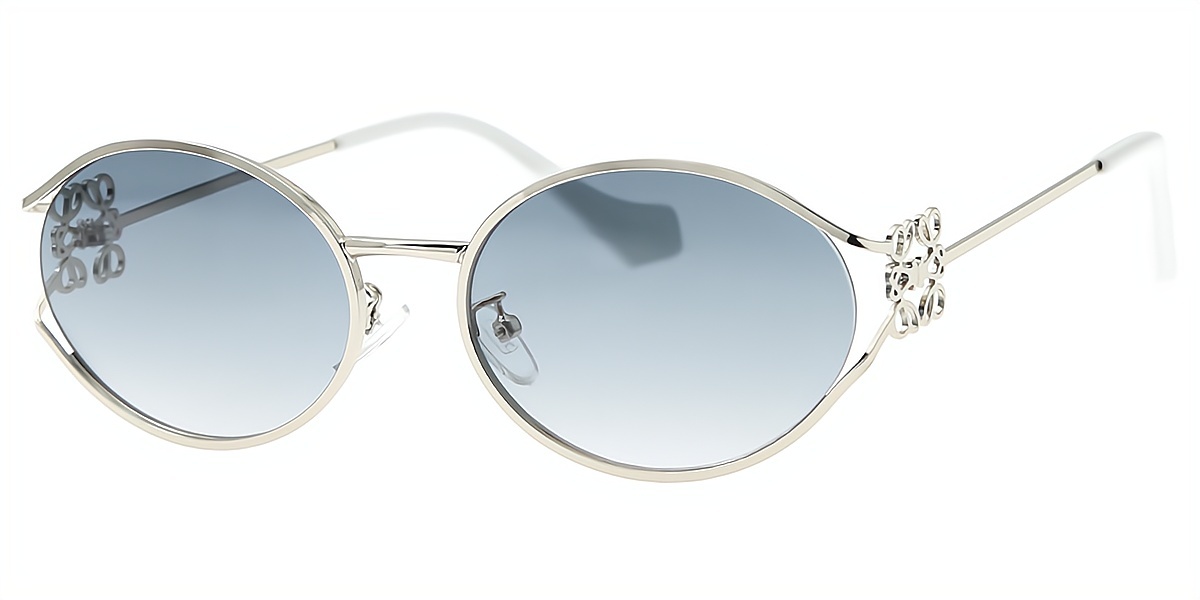 Silver Oval Sophisticated Metal Eyeglasses