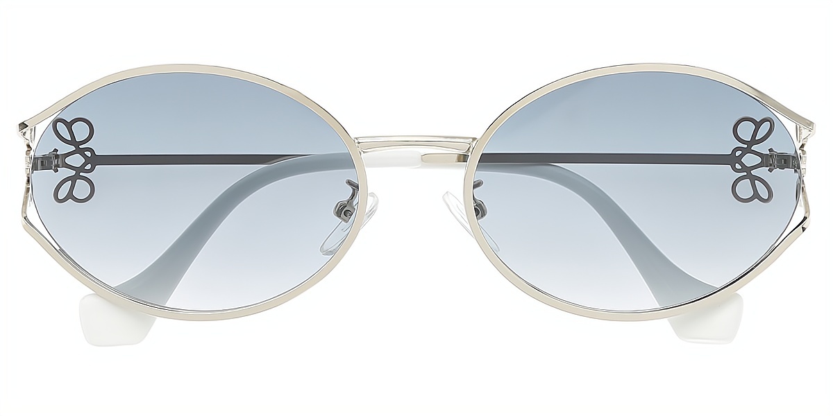 Silver Oval Sophisticated Metal Eyeglasses