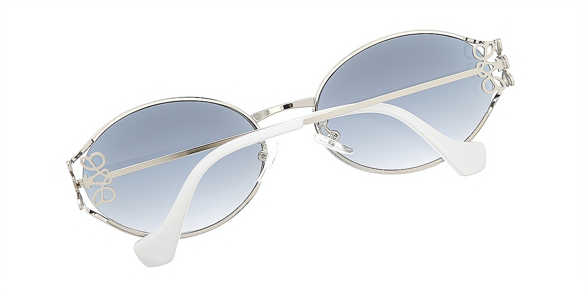 Silver Oval Sophisticated Metal Eyeglasses