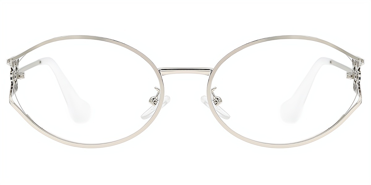 Silver Oval Sophisticated Metal Eyeglasses