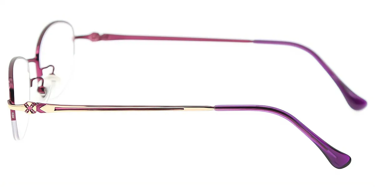 Purple Oval Classic Thin Metal Eyeglasses