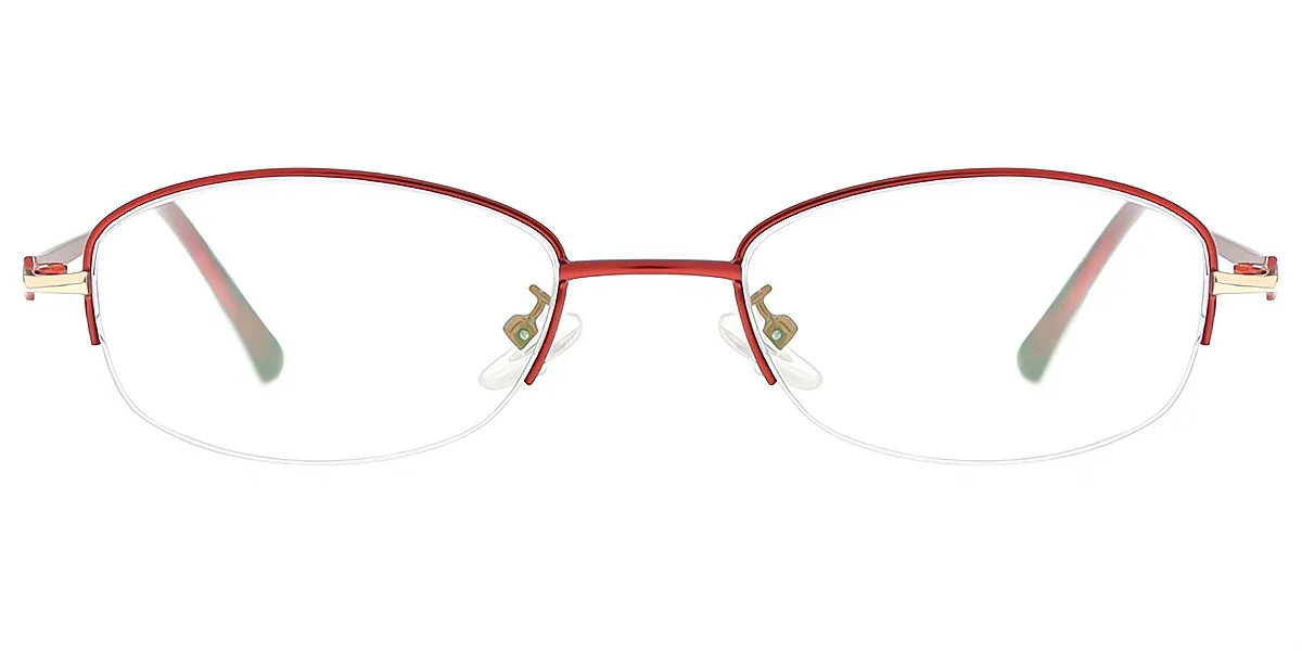 Red Oval Classic Thin Metal Eyeglasses