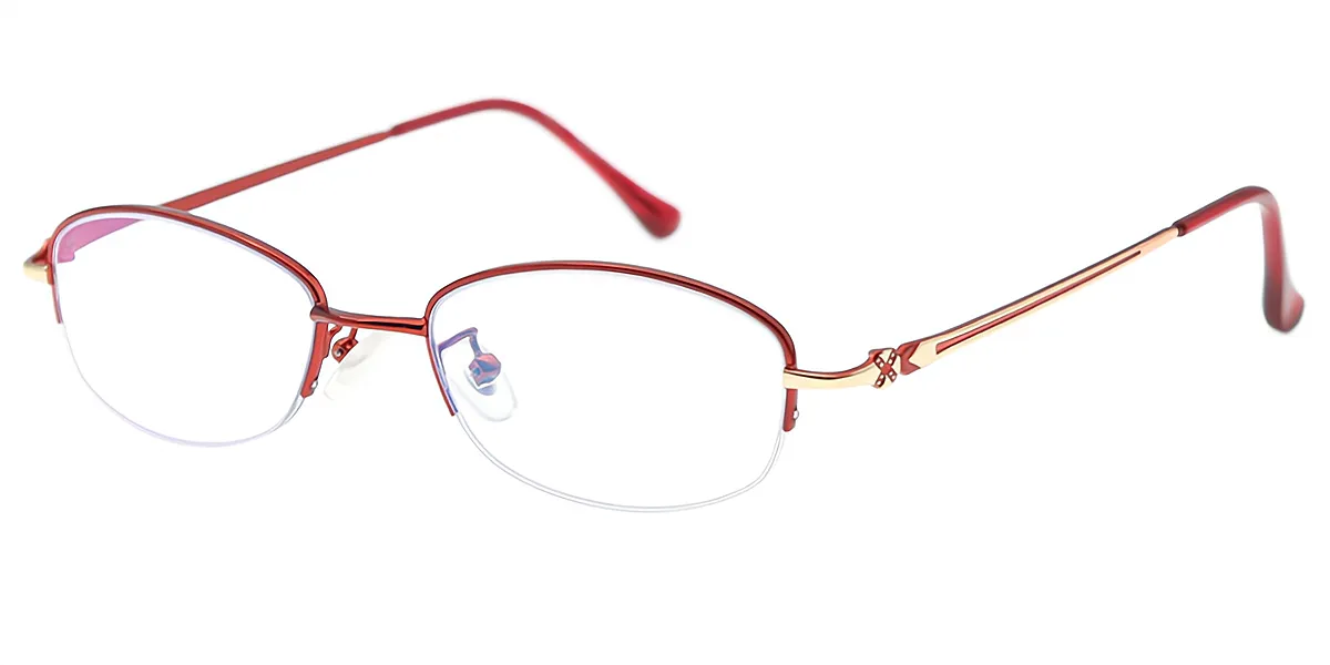 Red Oval Classic Thin Metal Eyeglasses