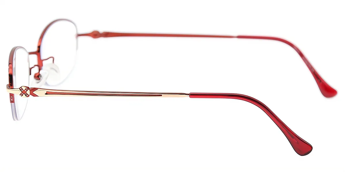 Red Oval Classic Thin Metal Eyeglasses