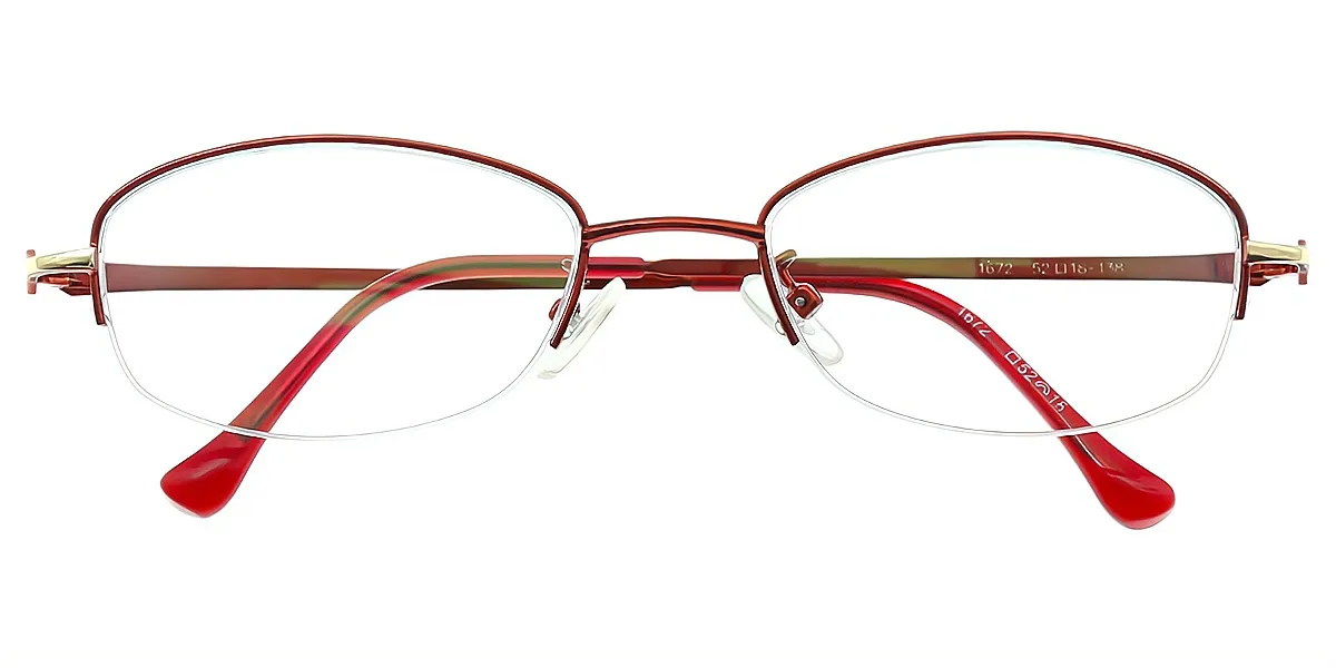 Red Oval Classic Thin Metal Eyeglasses