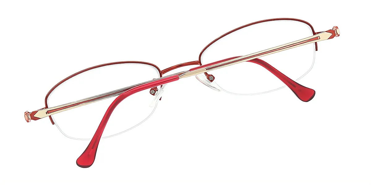 Red Oval Classic Thin Metal Eyeglasses