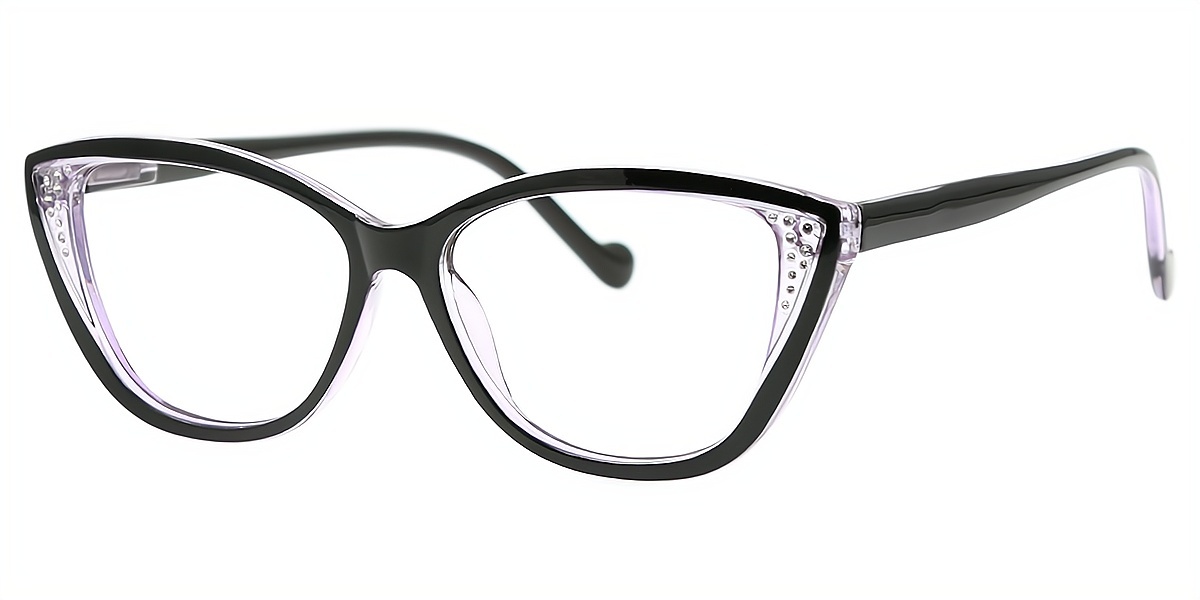 Black Purple Cat Eye Modish TR90 Eyeglasses